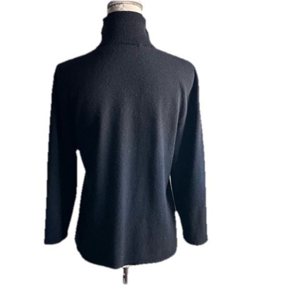 Autumn Cashmere Black Turtleneck Sweater 3/4 Sleeve Knit Top (See Measurements) - Picture 3 of 7